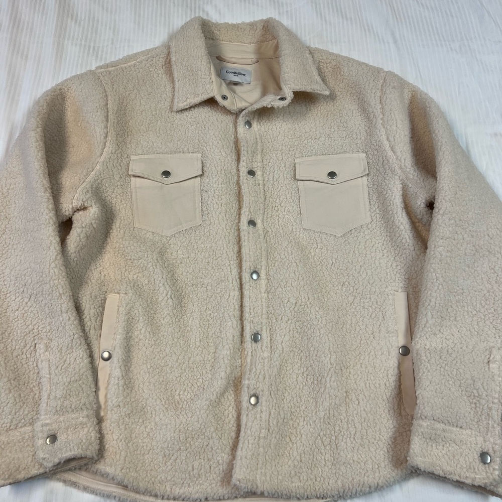 Goodfellow Men's Cream Faux Fur Sherpa Jacket Size XL